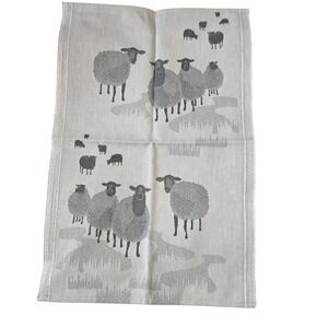 Ekelund Sweden Sheep Organic Cotton Kitchen Towel Grey White Woven Swedish